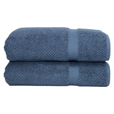 Linum Home Textiles Herringbone 2-pc Bath Towel Set In Blue