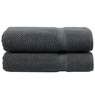 Linum Home Textiles Herringbone 2-pc Bath Towel Set In Gray