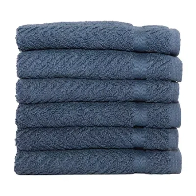 Linum Home Textiles Herringbone 6-pc. Quick Dry Washcloth In Blue