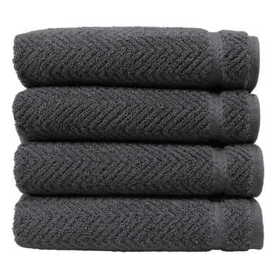Linum Home Textiles Herringbone Turkish Cotton Hand Towels In Gray