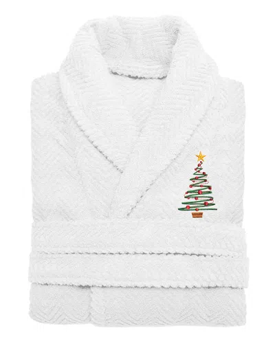 Linum Home Textiles Herringbone Weave Embroidered Holiday Bath Robe
