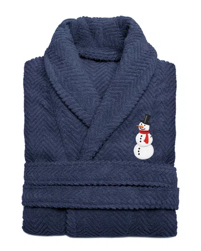 Linum Home Textiles Herringbone Weave Embroidered Holiday Bath Robe
