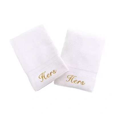Linum Home Textiles Hers And Hers 2-pc. Hand Towel In White