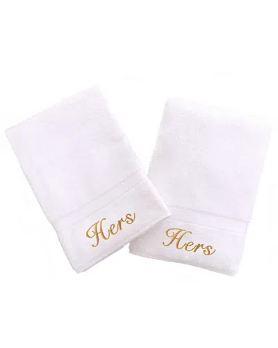 Linum Home Textiles Hers And Hers 2pc Hand Towel Set In White