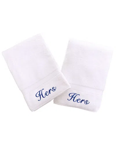 Linum Home Textiles Hers And Hers 2pc Hand Towel Set In White