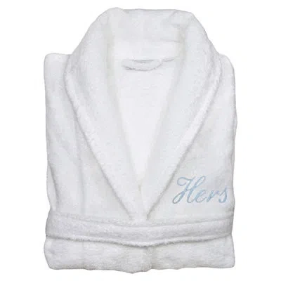 Linum Home Textiles Hers Bathrobe In White & Light Blue
