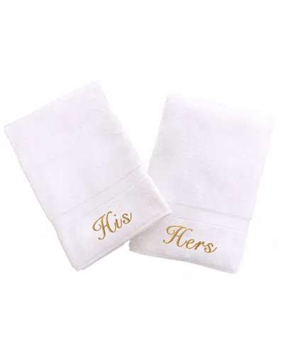 Linum Home Textiles His And Hers 2pc Hand Towel Set In White