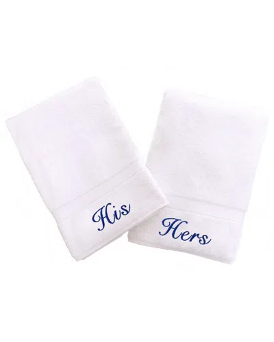 Linum Home Textiles His And Hers 2pc Hand Towel Set In White