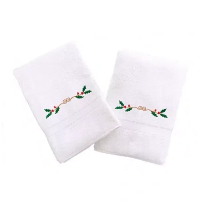 Linum Home Textiles Holly Border 2-pc. Hand Towel In White