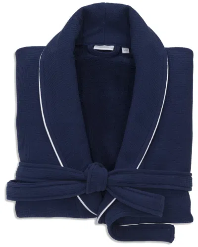 Linum Home Textiles Hotel Waffle Terry Bathrobe In Blue