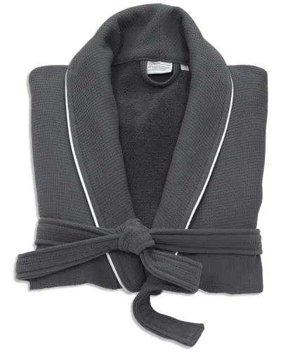 Linum Home Textiles Hotel Waffle Terry Bathrobe In Black