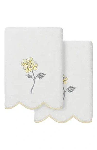 Linum Home Textiles Hydea Embroidered Scallop 2-piece Hand Towel Set In Multi