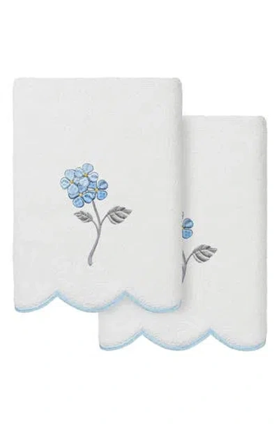 Linum Home Textiles Hydea Embroidered Scallop 2-piece Hand Towel Set In Multi