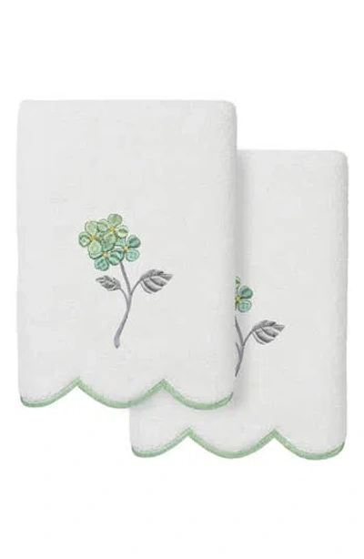 Linum Home Textiles Hydea Embroidered Scallop 2-piece Hand Towel Set In Green