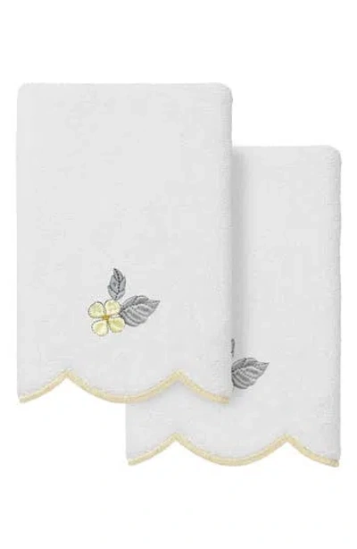 Linum Home Textiles Hydea Scallop 2-piece Embellished Fingertip Towel Set In Multi