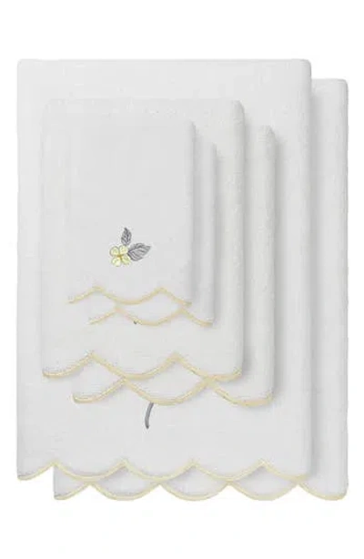 Linum Home Textiles Hydea Scallop 6-piece Embellished Towel Set In White/ Beige