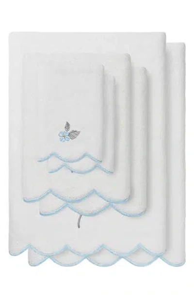 Linum Home Textiles Hydea Scallop 6-piece Embellished Towel Set In Blue