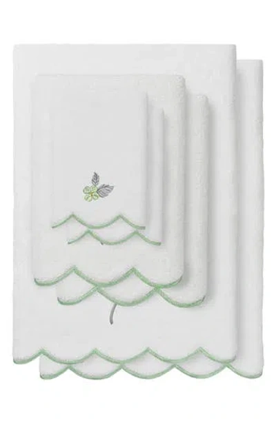 Linum Home Textiles Hydea Scallop 6-piece Embellished Towel Set In Green
