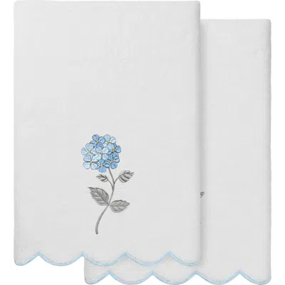 Linum Home Textiles Hydea Scalloped 2-piece Bath Towel Set In Blue