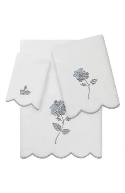Linum Home Textiles Hydea Scalloped 3-piece Embellished Towel Set In Gray