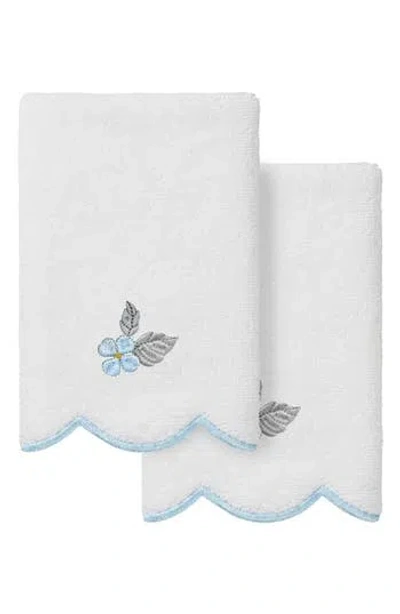 Linum Home Textiles Hydea Scalloped Set Of 2 Embroidered Washcloths In Multi