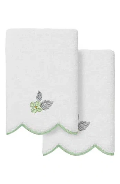 Linum Home Textiles Hydea Scalloped Set Of 2 Embroidered Washcloths In Multi