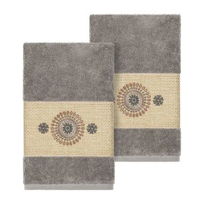Linum Home Textiles Isabelle 2-pc. Embellished Hand Towel In Gray