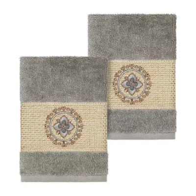 Linum Home Textiles Isabelle 2-pc. Embellished Washcloth In Gray