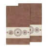 Linum Home Textiles Isabelle Embellished 2-pc. Embellished Geometric Bath Towel In Brown