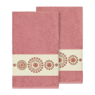 Linum Home Textiles Isabelle Embellished 2-pc. Embellished Geometric Bath Towel In Pink