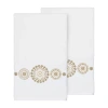 Linum Home Textiles Isabelle Embellished 2-pc. Embellished Geometric Bath Towel In White