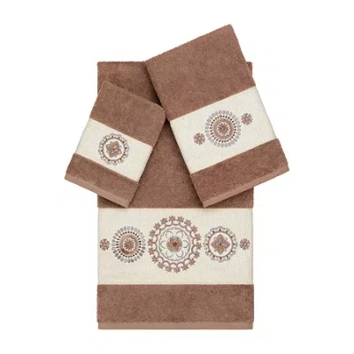 Linum Home Textiles Isabelle Embellished 3-pc. Bath Towel Set In Brown
