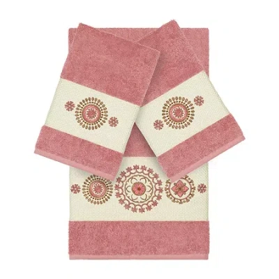 Linum Home Textiles Isabelle Embellished 3-pc. Bath Towel Set In Pink