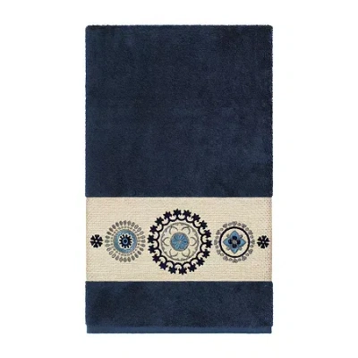 Linum Home Textiles Isabelle Embellished Embellished Geometric Bath Towel In Blue