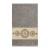 Linum Home Textiles Isabelle Embellished Embellished Geometric Bath Towel In Gray