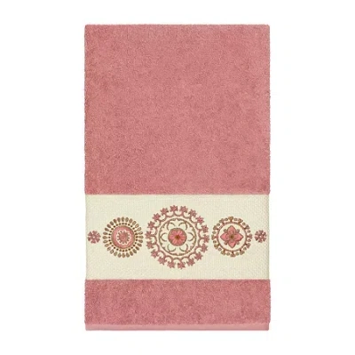 Linum Home Textiles Isabelle Embellished Embellished Geometric Bath Towel In Pink