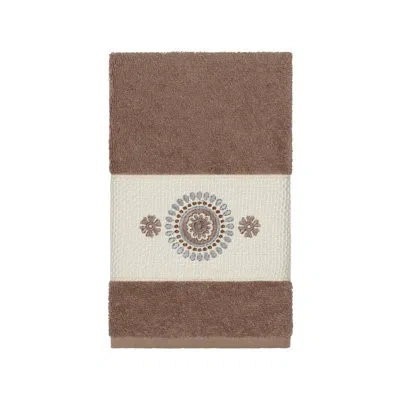 Linum Home Textiles Isabelle Embellished Turkish Cotton Bath Towel In Latte