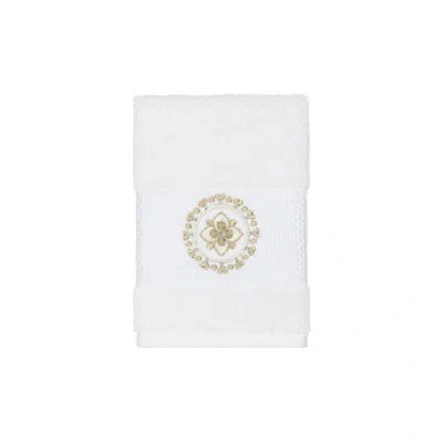 Linum Home Textiles Isabelle Embellished Turkish Cotton Washcloth In White