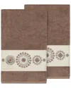 Linum Home Textiles Isabelle Turkish Cotton 2pc Embellished Bath Towel Set-latte