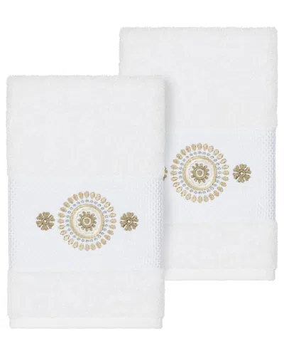 Linum Home Textiles Isabelle Turkish Cotton 2pc Embellished Hand Towel Set