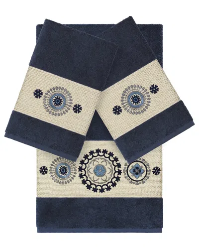 Linum Home Textiles Isabelle Turkish Cotton 3pc Embellished Towel Set