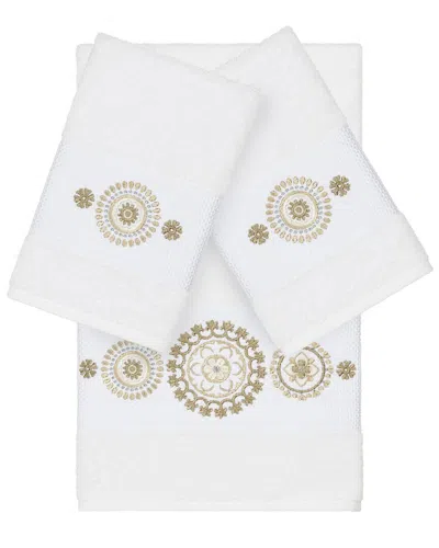 Linum Home Textiles Isabelle Turkish Cotton 3pc Embellished Towel Set In Brown