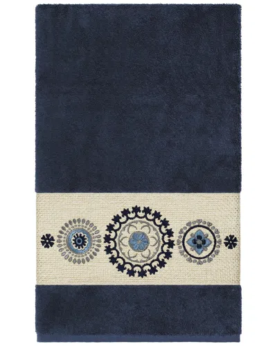 Linum Home Textiles Isabelle Turkish Cotton Embellished Bath Towel In Black