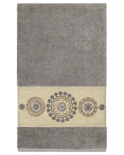 Linum Home Textiles Isabelle Turkish Cotton Embellished Bath Towel In Blue