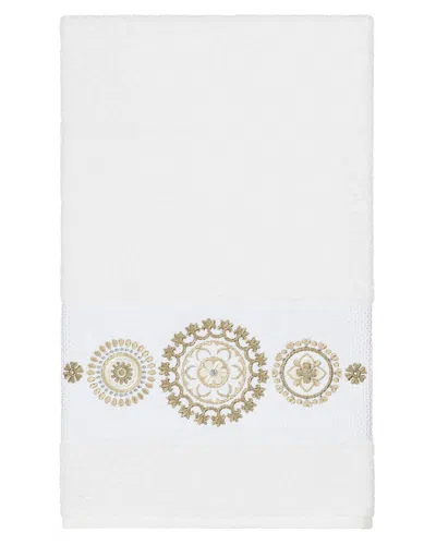 Linum Home Textiles Isabelle Turkish Cotton Embellished Bath Towel In Blue