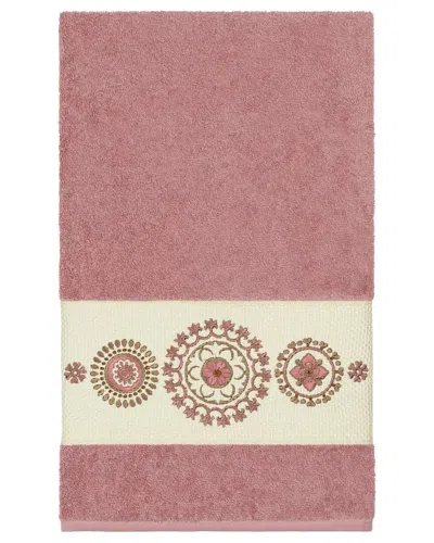 Linum Home Textiles Isabelle Turkish Cotton Embellished Bath Towel In Pink