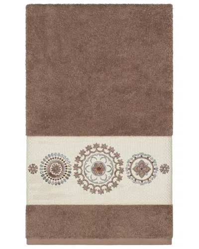 Linum Home Textiles Isabelle Turkish Cotton Embellished Bath Towel In Brown