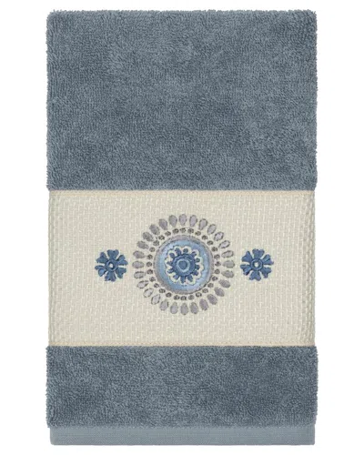 Linum Home Textiles Isabelle Turkish Cotton Embellished Hand Towel In Blue