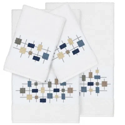 Linum Home Textiles Khloe 100% Turkish Cotton Embellished Towel Set In White
