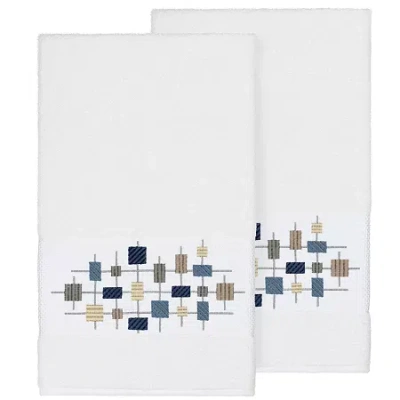 Linum Home Textiles Khloe 2-pc. Embellished Geometric Bath Towel In White